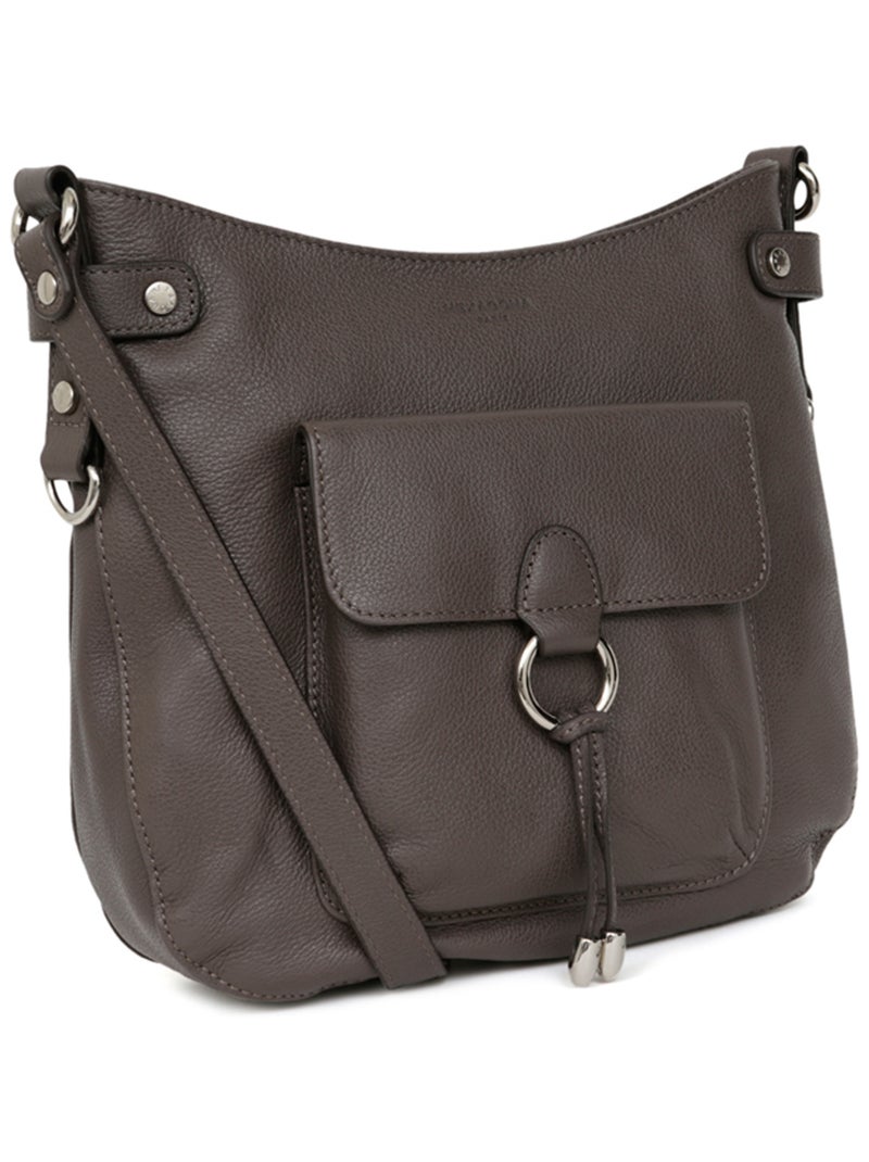Sac porté travers  Cuir CONFORT Taupe - Kiabi