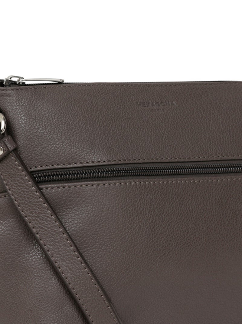 Sac porté travers  Cuir CONFORT Taupe - Kiabi