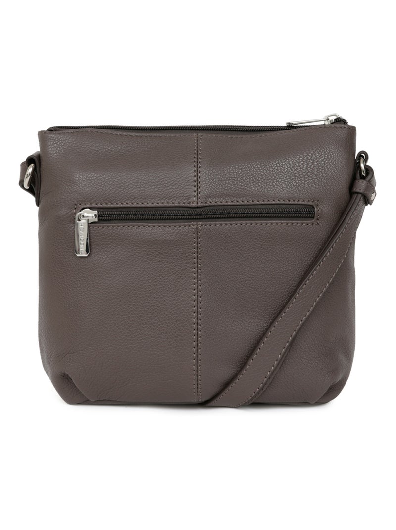 Sac porté travers  Cuir CONFORT Taupe - Kiabi