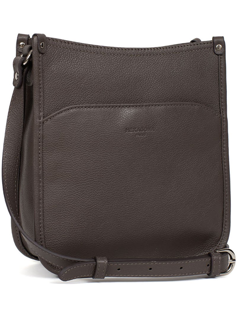Sac porté travers  Cuir CONFORT Taupe - Kiabi