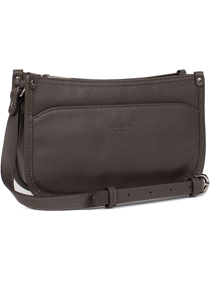 Sac porté travers  Cuir CONFORT Taupe - Kiabi
