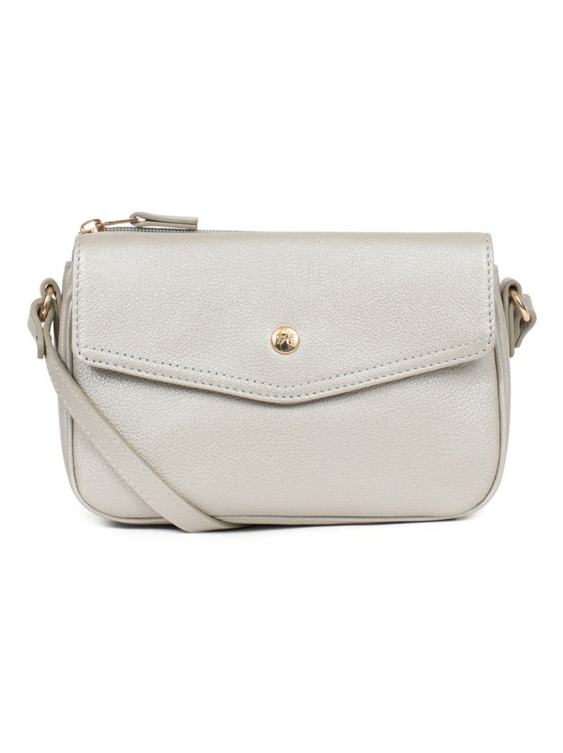 Sac porté travers  Cuir LUNA Argent - Kiabi