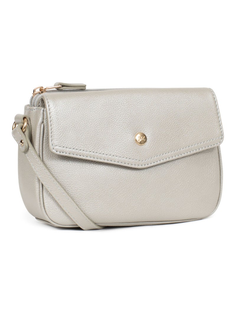 Sac porté travers  Cuir LUNA Argent - Kiabi