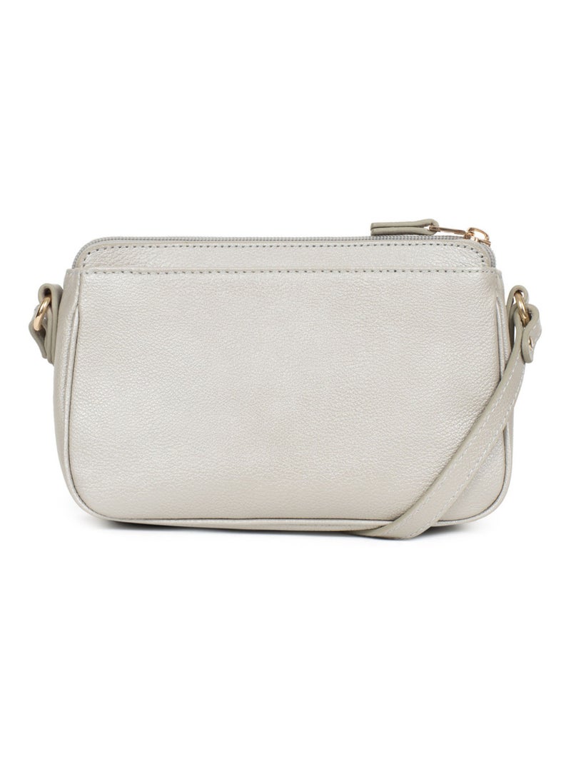 Sac porté travers  Cuir LUNA Argent - Kiabi