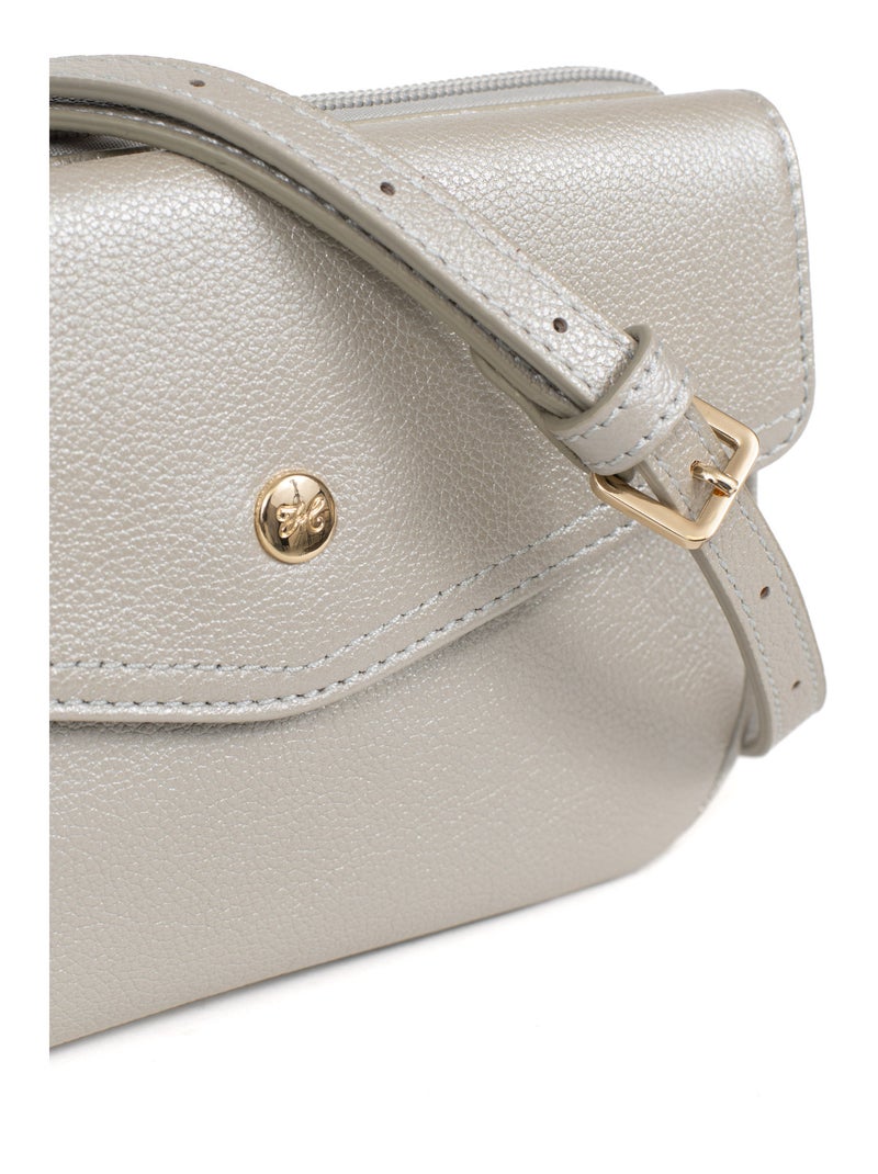 Sac porté travers  Cuir LUNA Argent - Kiabi