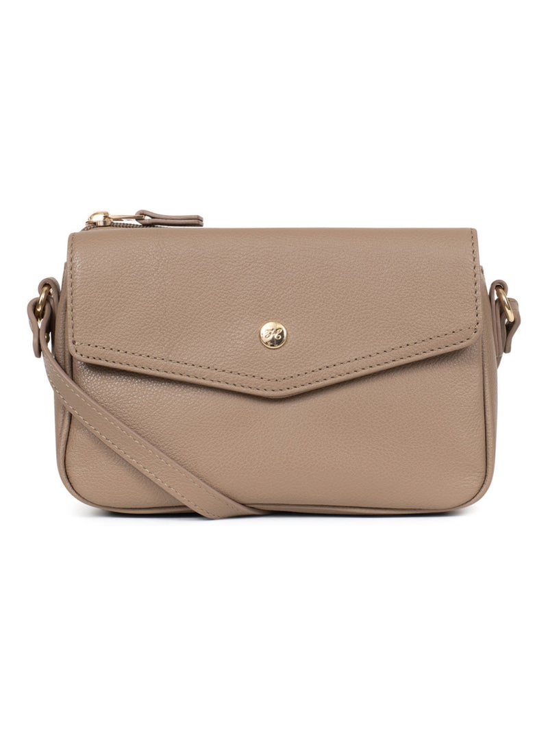 Sac porté travers  Cuir LUNA Marron clair - Kiabi