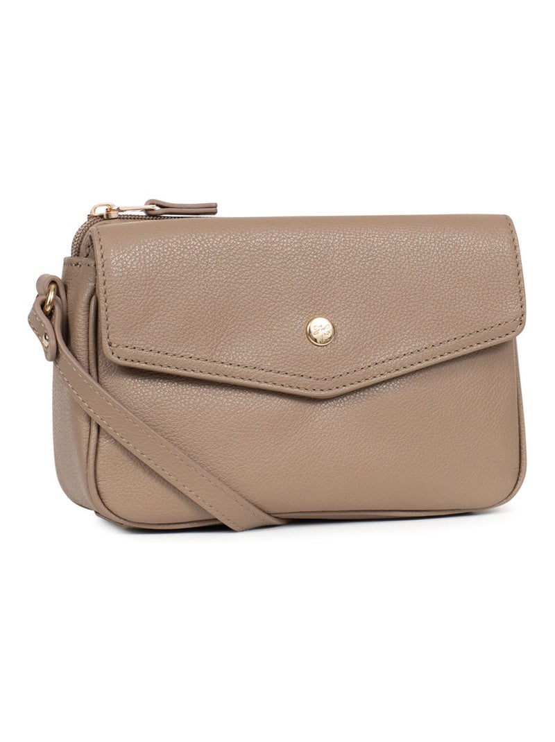 Sac porté travers  Cuir LUNA Marron clair - Kiabi