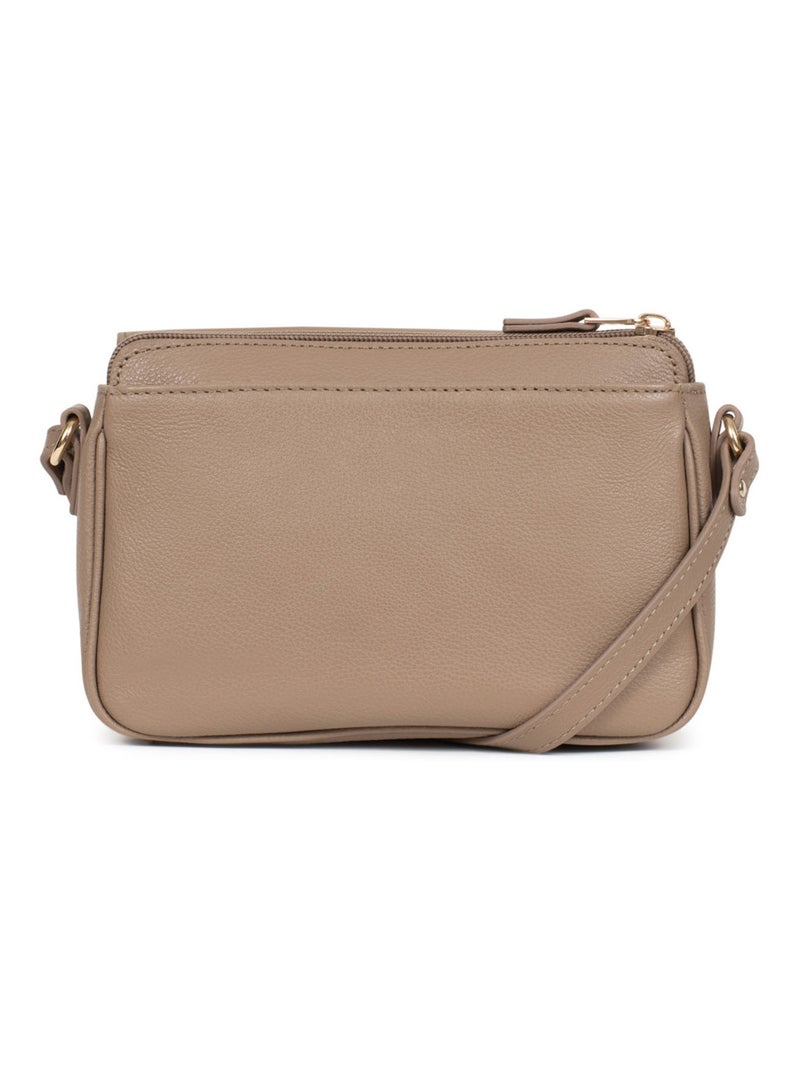Sac porté travers  Cuir LUNA Marron clair - Kiabi
