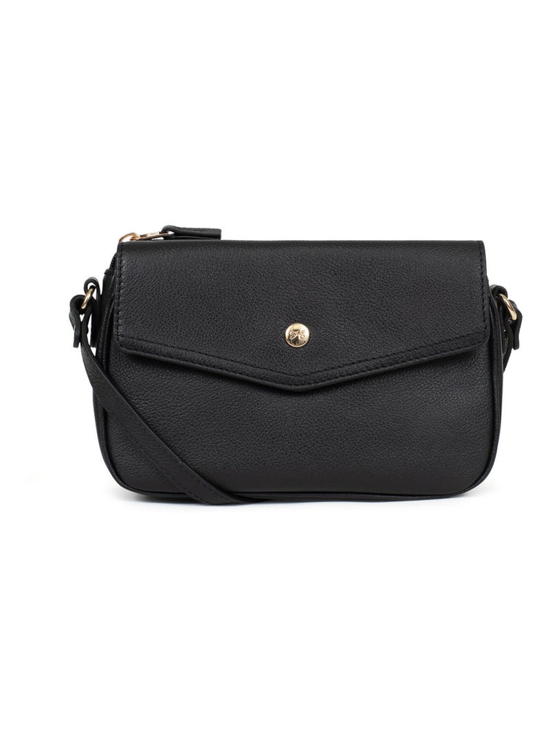 Sac porté travers  Cuir LUNA Noir - Kiabi