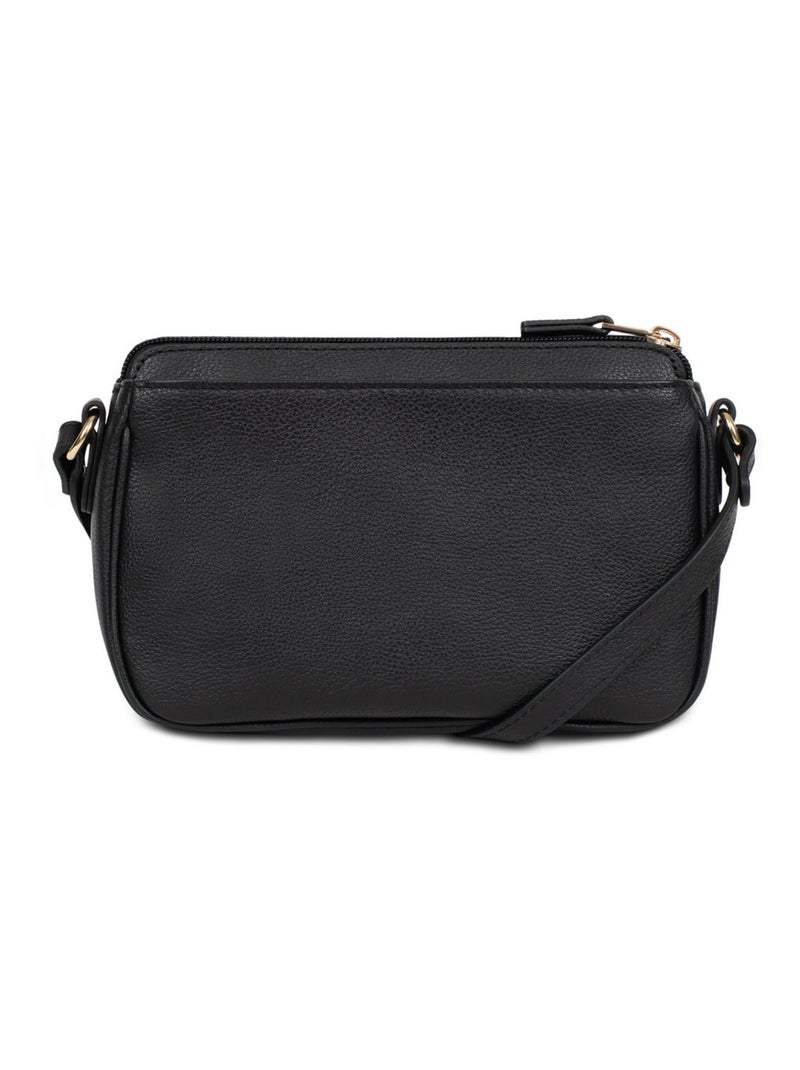 Sac porté travers  Cuir LUNA Noir - Kiabi