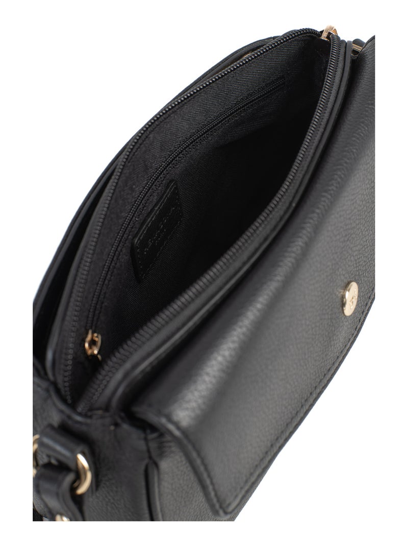 Sac porté travers  Cuir LUNA Noir - Kiabi