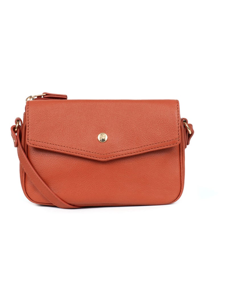 Sac porté travers  Cuir LUNA Orange - Kiabi