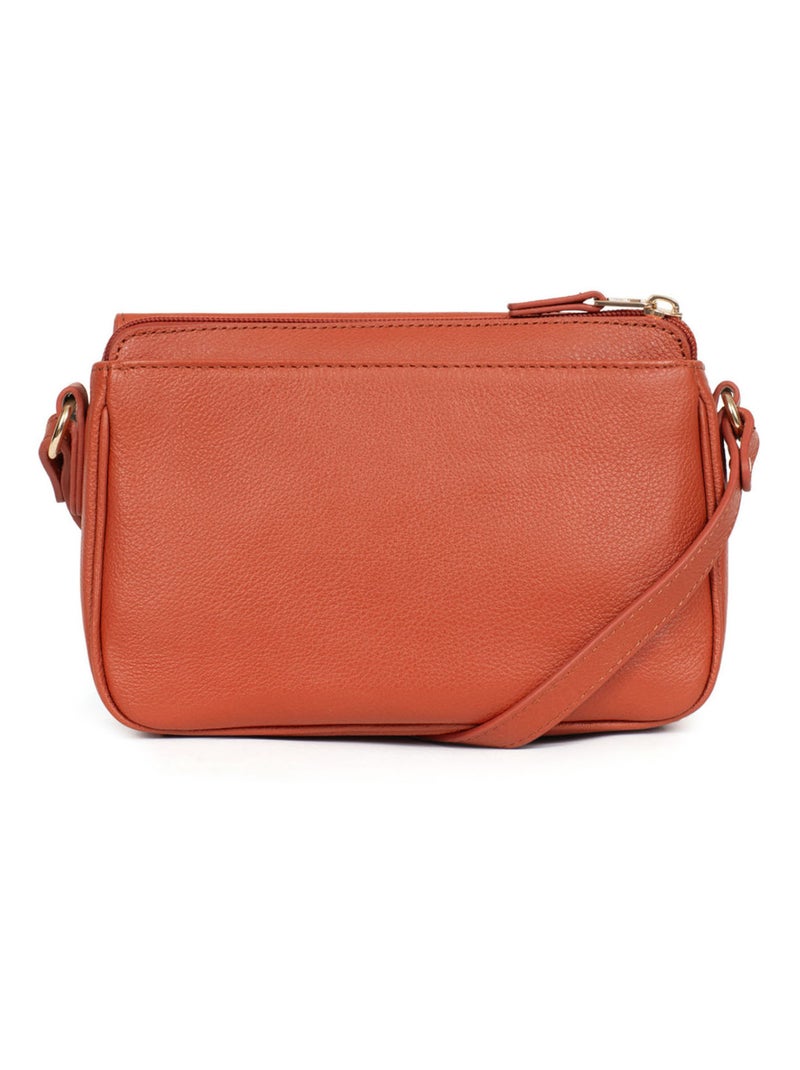 Sac porté travers  Cuir LUNA Orange - Kiabi