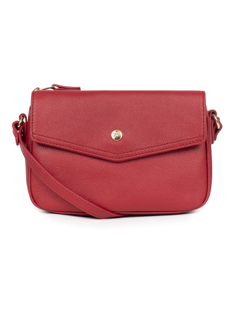 Sac porté travers  Cuir LUNA Rouge foncé - Kiabi