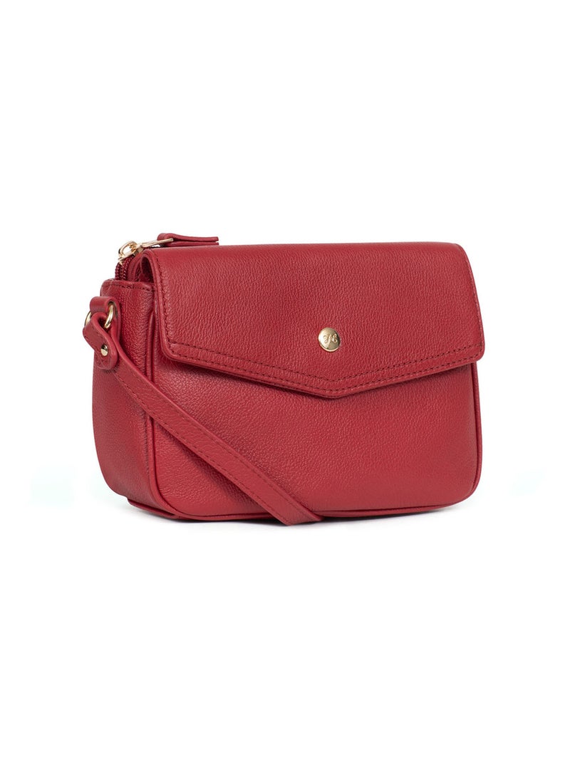 Sac porté travers  Cuir LUNA Rouge foncé - Kiabi