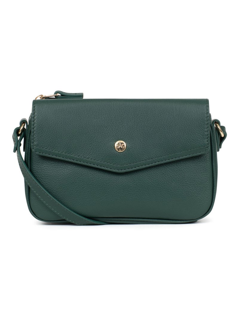 Sac porté travers  Cuir LUNA Vert sapin - Kiabi