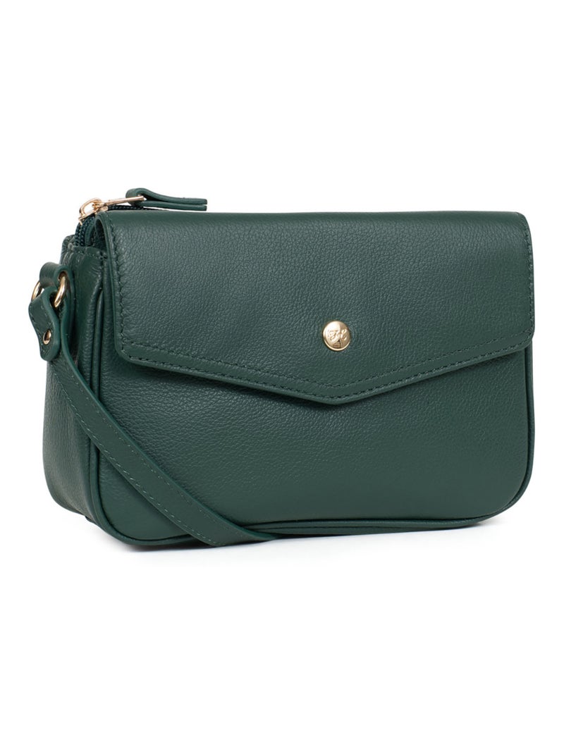 Sac porté travers  Cuir LUNA Vert sapin - Kiabi
