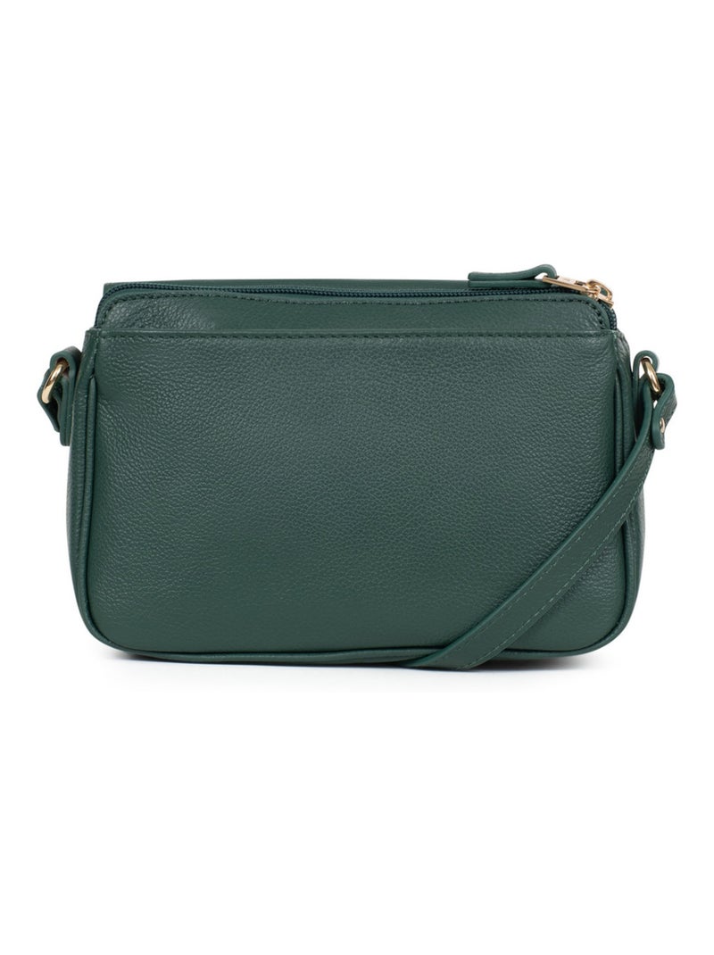 Sac porté travers  Cuir LUNA Vert sapin - Kiabi
