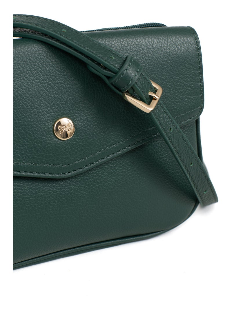 Sac porté travers  Cuir LUNA Vert sapin - Kiabi
