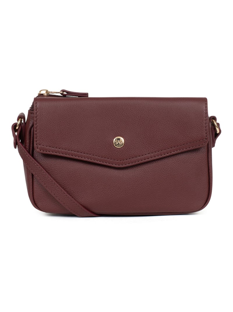Sac porté travers  Cuir LUNA Violet prune - Kiabi