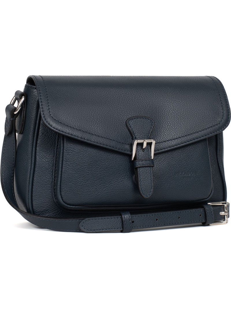 Sac porté travers  Cuir MIRABELLE Bleu pétrole - Kiabi
