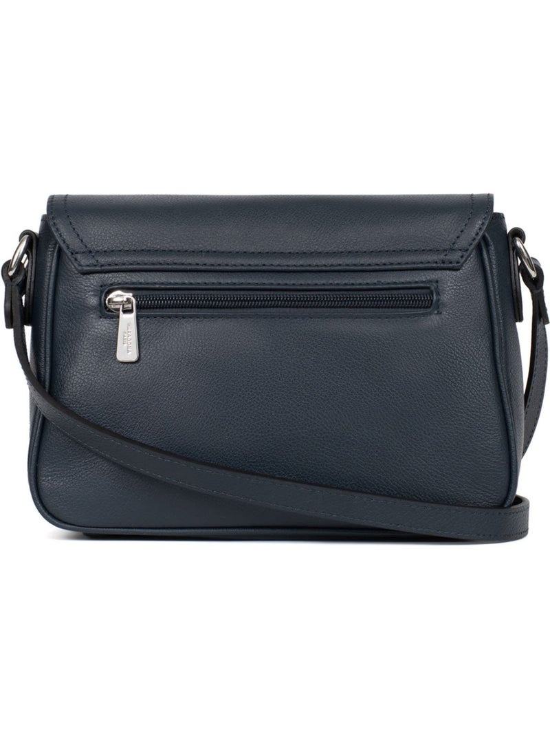 Sac porté travers  Cuir MIRABELLE Bleu pétrole - Kiabi