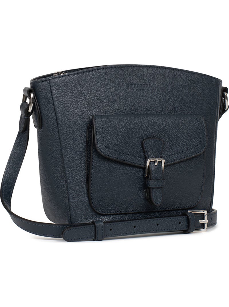 Sac porté travers  Cuir MIRABELLE Bleu pétrole - Kiabi