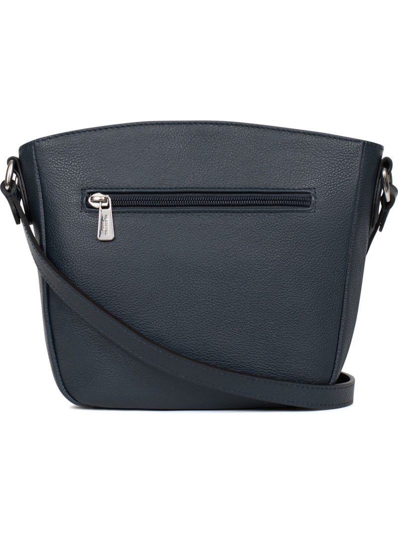 Sac porté travers  Cuir MIRABELLE Bleu pétrole - Kiabi