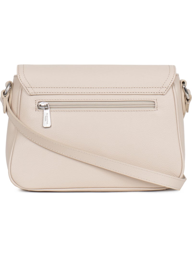 Sac porté travers  cuir mirabelle hexagona Ivoire - Kiabi