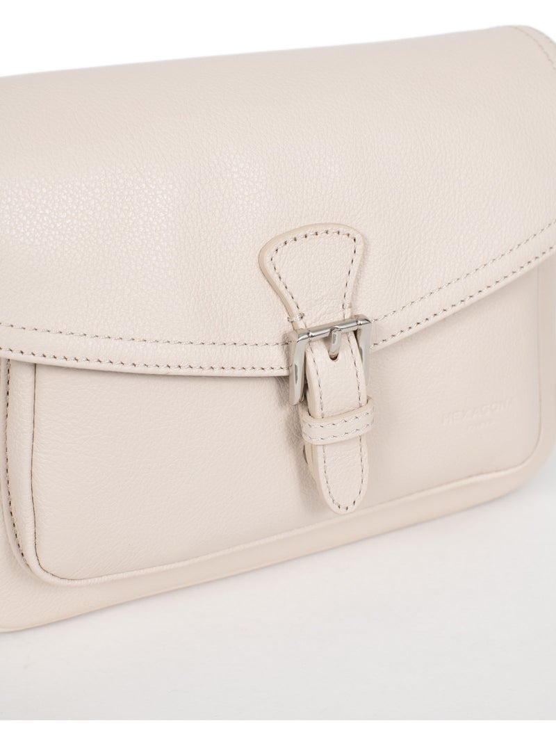 Sac porté travers  cuir mirabelle hexagona Ivoire - Kiabi