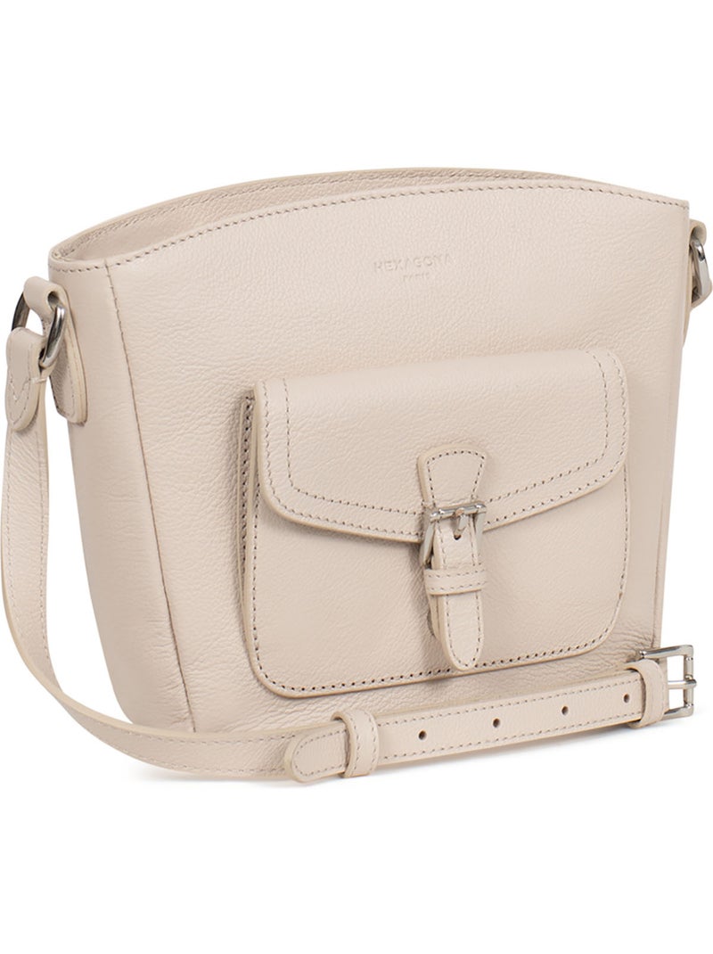 Sac porté travers  Cuir MIRABELLE Ivoire - Kiabi