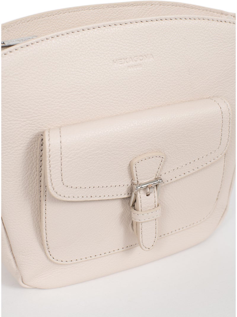 Sac porté travers  Cuir MIRABELLE Ivoire - Kiabi