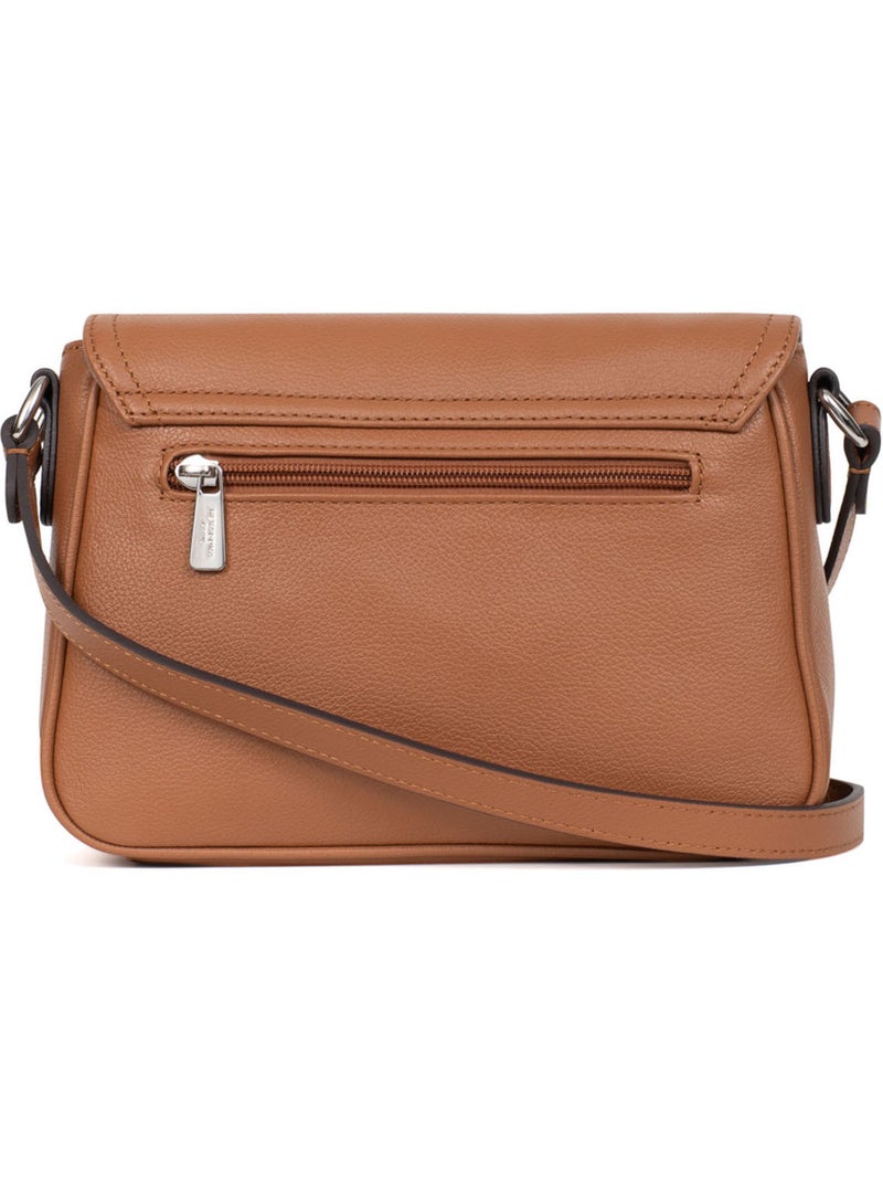 Sac porté travers  Cuir MIRABELLE Marron clair - Kiabi