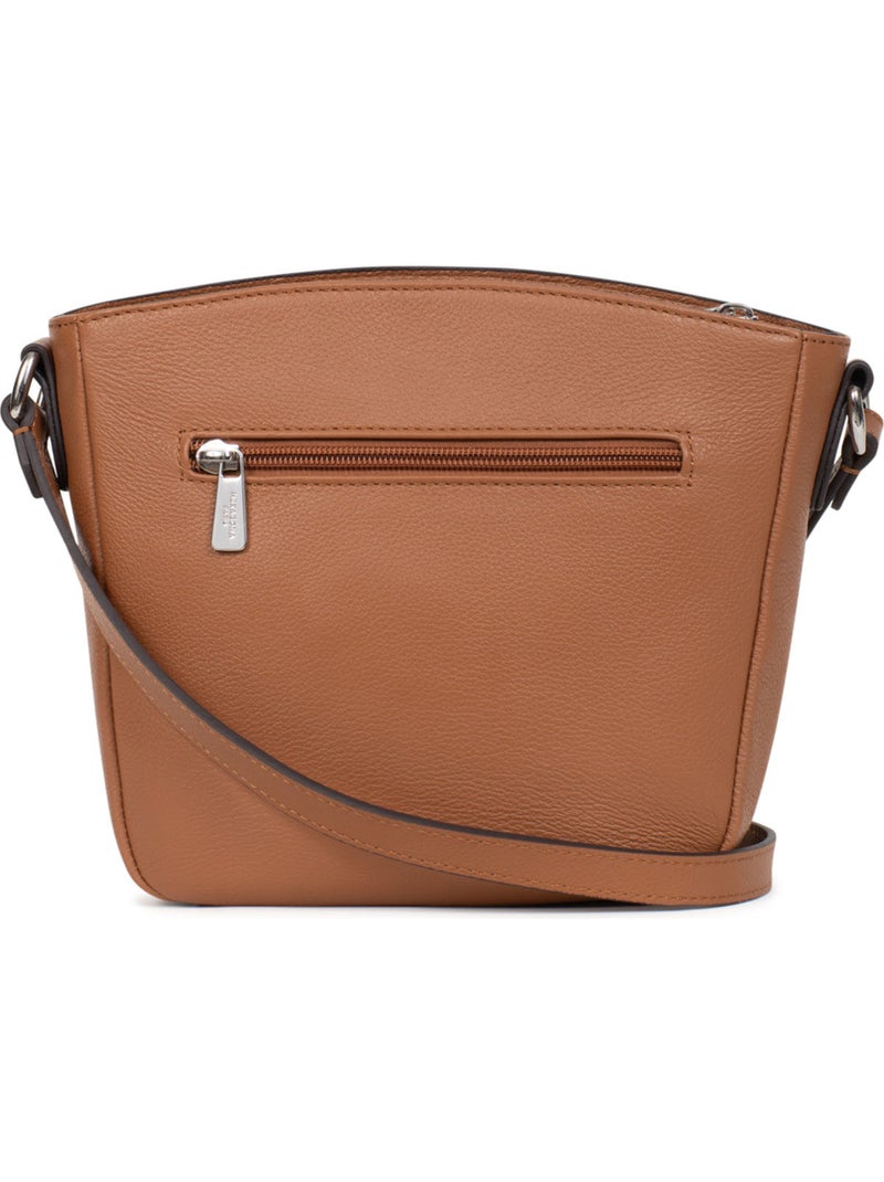 Sac porté travers  Cuir MIRABELLE Marron clair - Kiabi