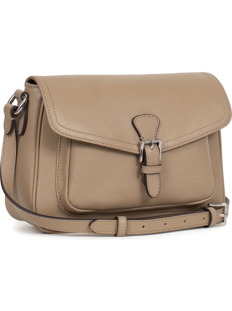 Sac porté travers  Cuir MIRABELLE Marron glacé - Kiabi