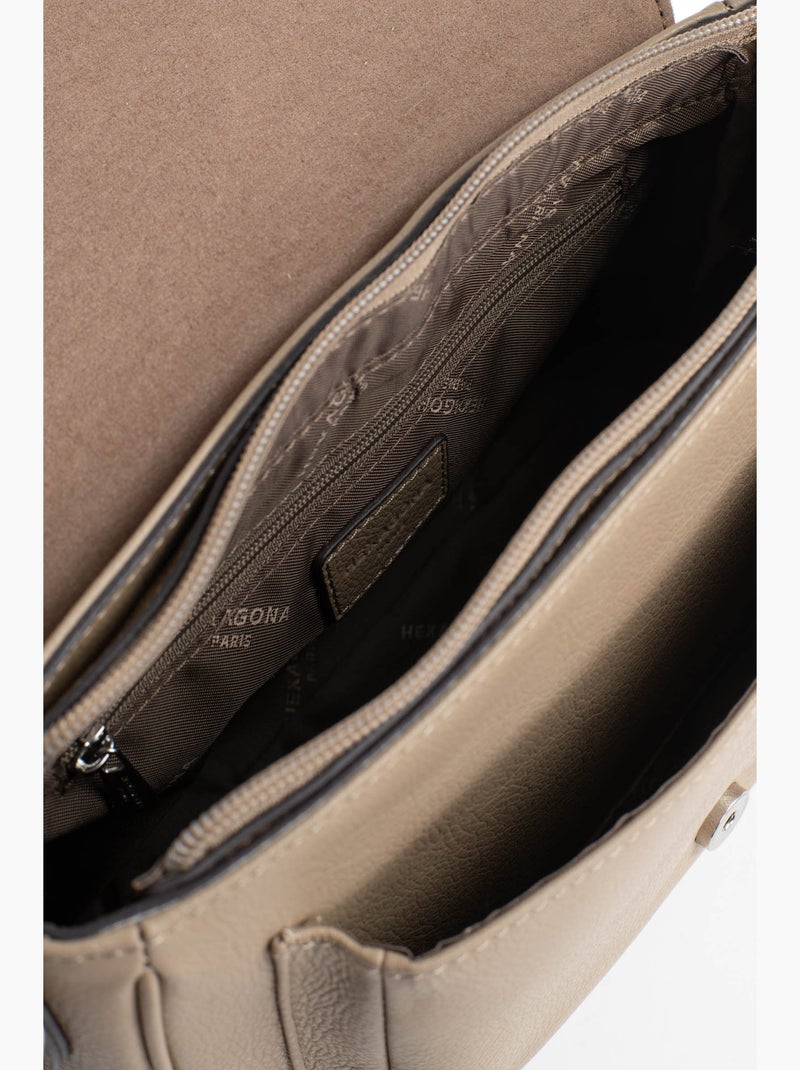 Sac porté travers  Cuir MIRABELLE Marron glacé - Kiabi