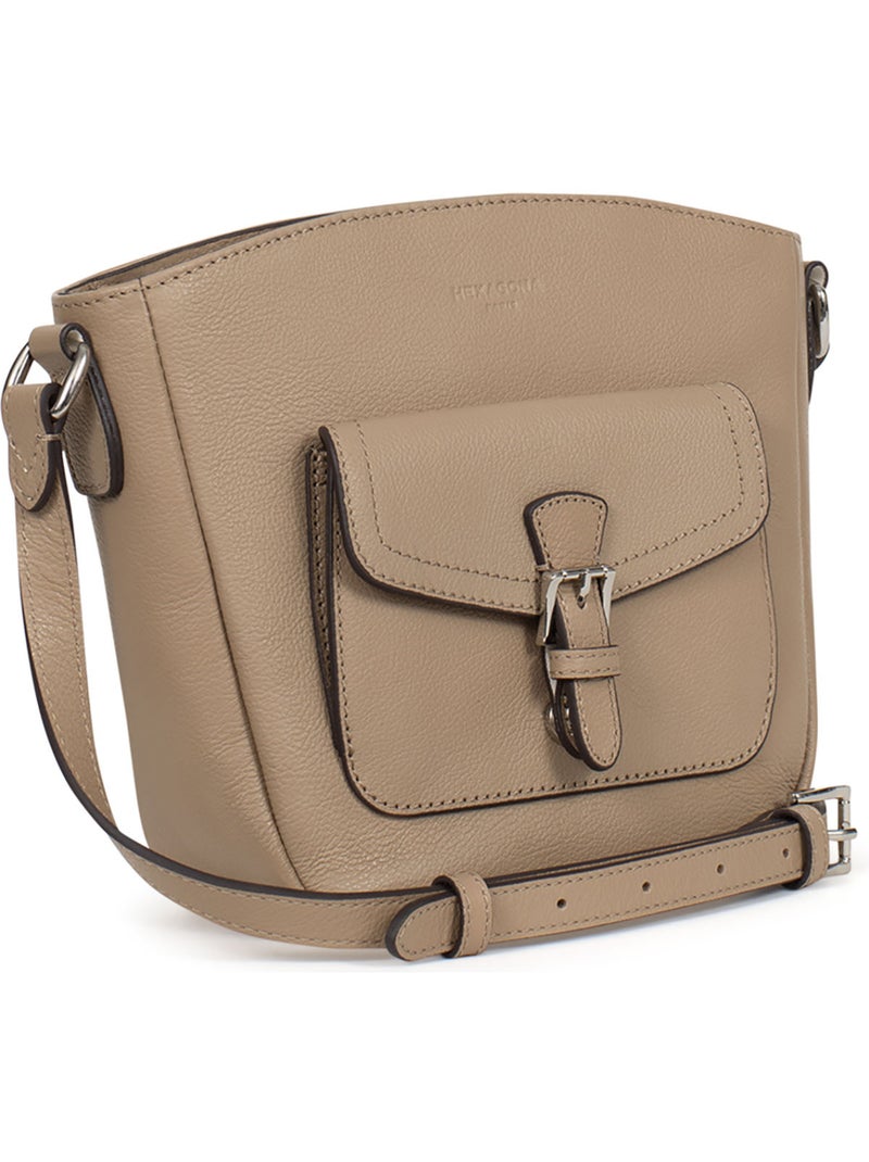 Sac porté travers  Cuir MIRABELLE Marron glacé - Kiabi