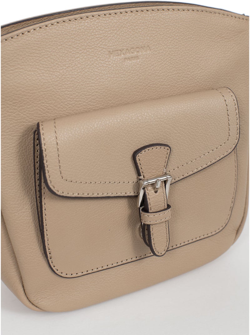 Sac porté travers  Cuir MIRABELLE Marron glacé - Kiabi