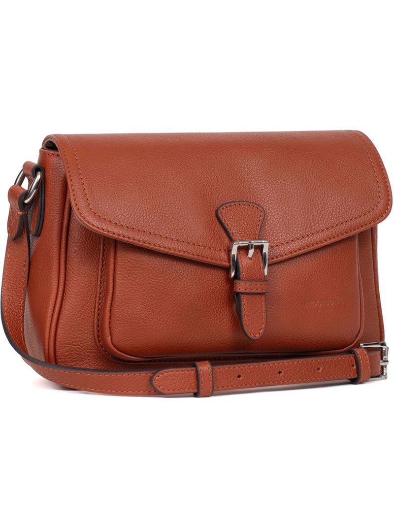 Sac porté travers  Cuir MIRABELLE Marron - Kiabi