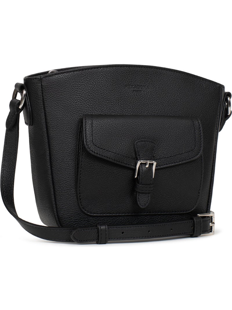Sac porté travers  Cuir MIRABELLE Noir - Kiabi