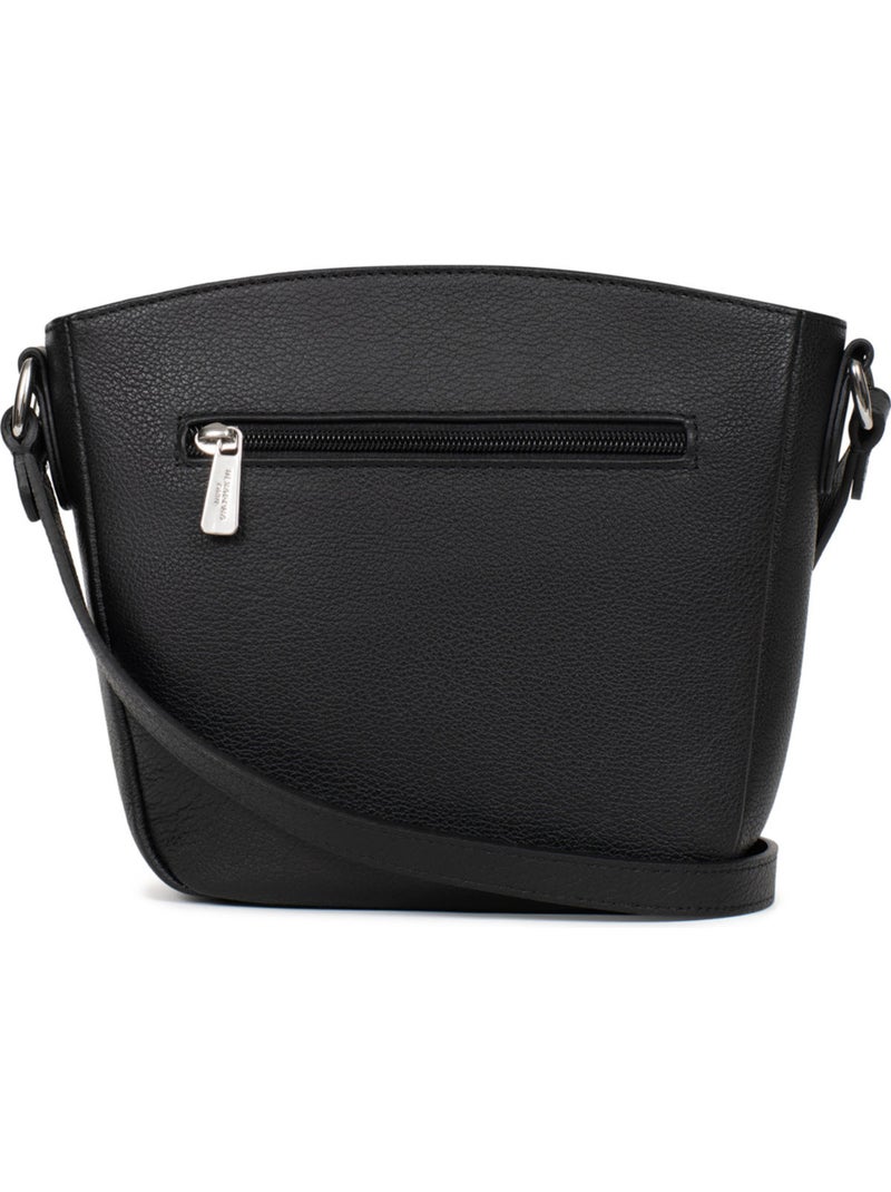 Sac porté travers  Cuir MIRABELLE Noir - Kiabi