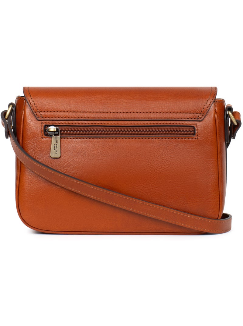 Sac porté travers  Cuir ONDINE Cognac - Kiabi