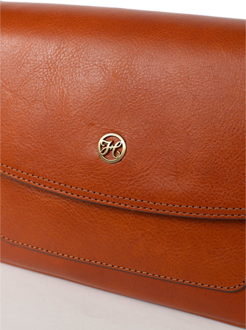 Sac porté travers  Cuir ONDINE Cognac - Kiabi