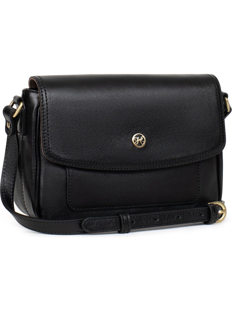 Sac porté travers  Cuir ONDINE Noir - Kiabi