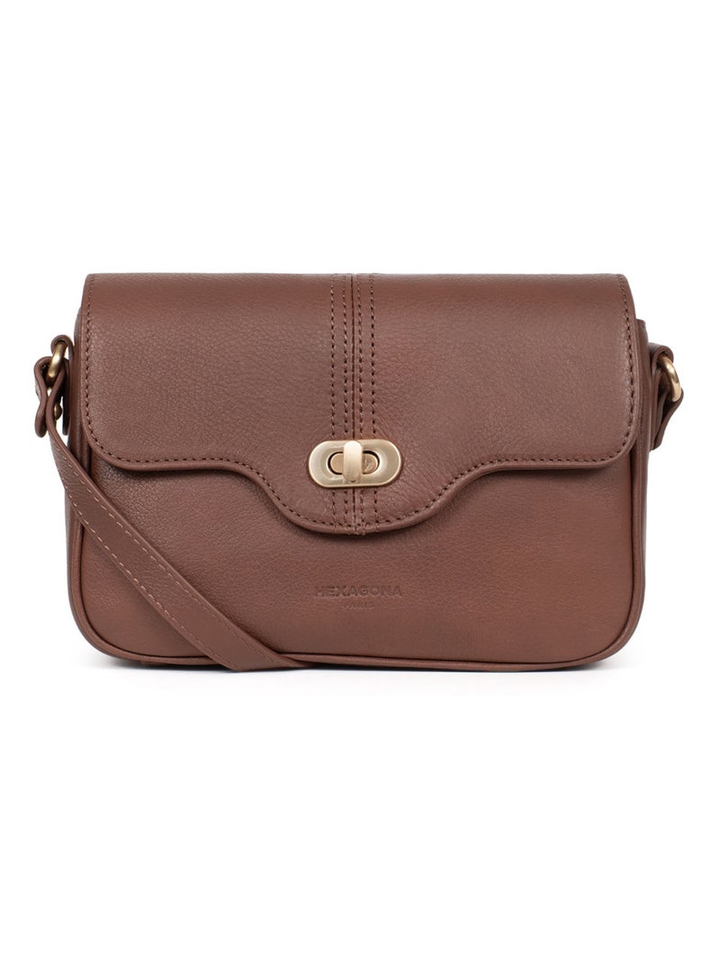 Sac porté travers  Cuir PRALINE Marron foncé - Kiabi