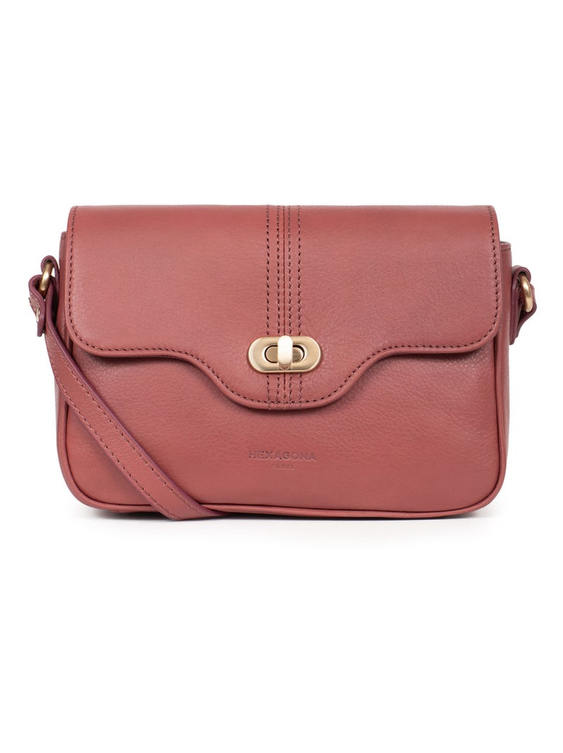 Sac porté travers  Cuir PRALINE Violet prune - Kiabi