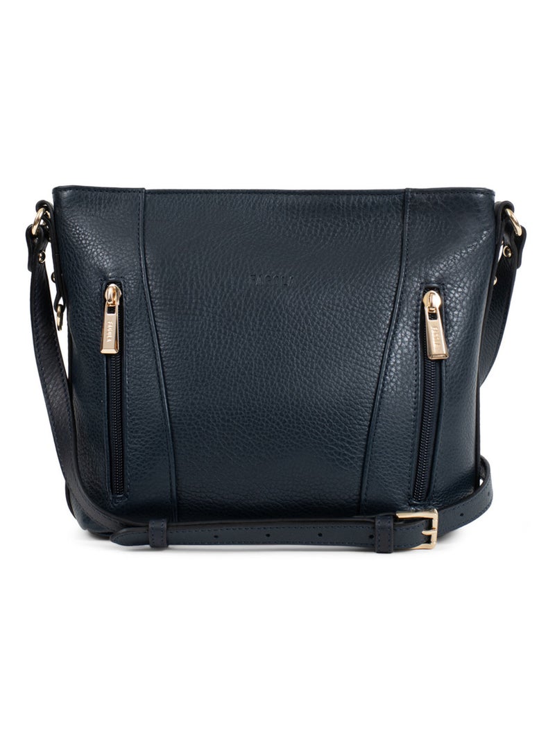 Sac porté travers Cuir Preta Femme Bleu marine - Kiabi