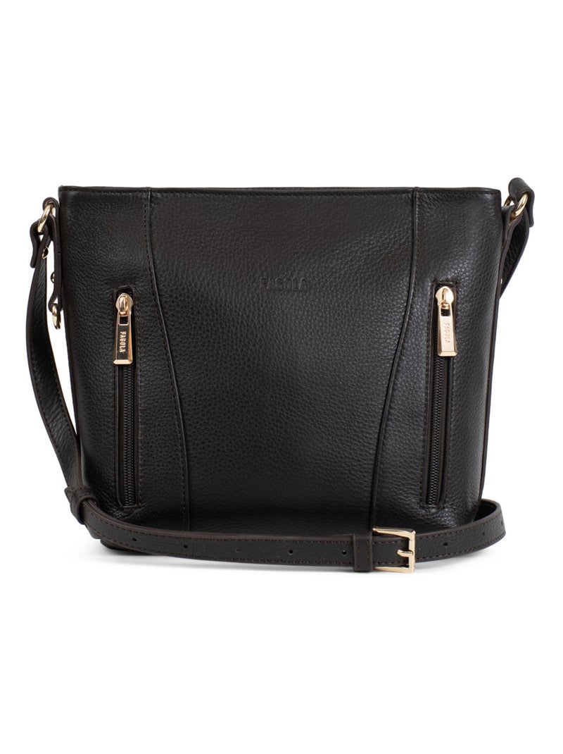 Sac porté travers Cuir Preta Femme Marron foncé - Kiabi