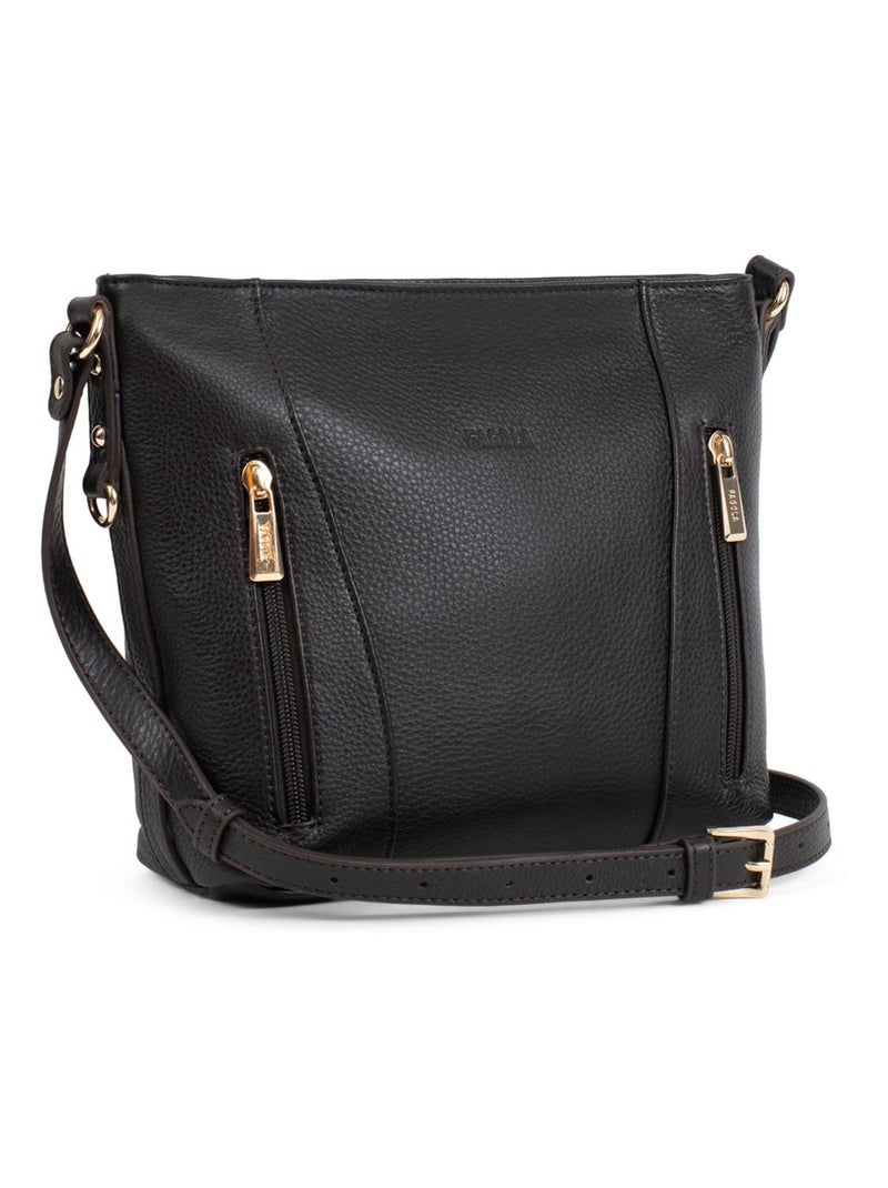 Sac porté travers Cuir Preta Femme Nos meilleurs cuirs  | FAGOLA Marron foncé - Kiabi