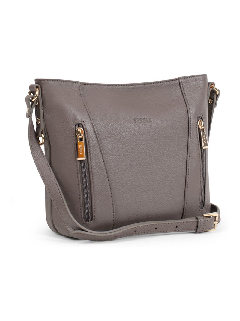 Sac porté travers Cuir Preta Femme Nos meilleurs cuirs  | FAGOLA Taupe - Kiabi